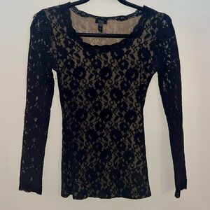 Soma Black Lace Long Sleeve Top